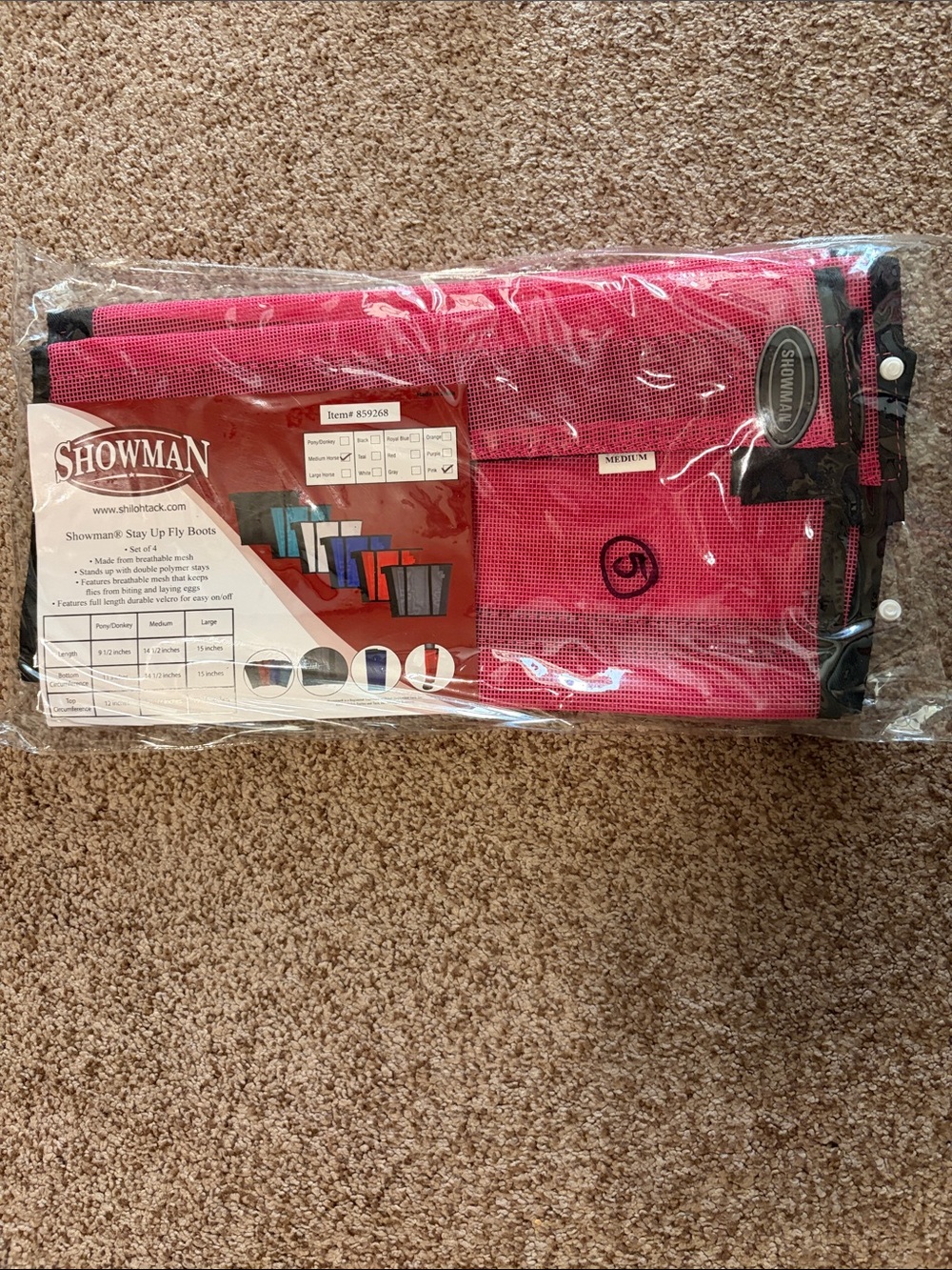 New medium hot pink fly boots for horses set of 4